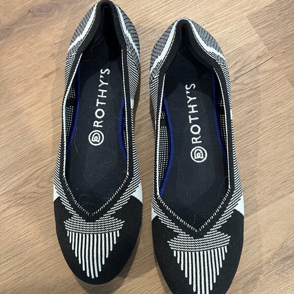 Rothy's Black and White Flat Shows Size 9 - Picture 3 of 9